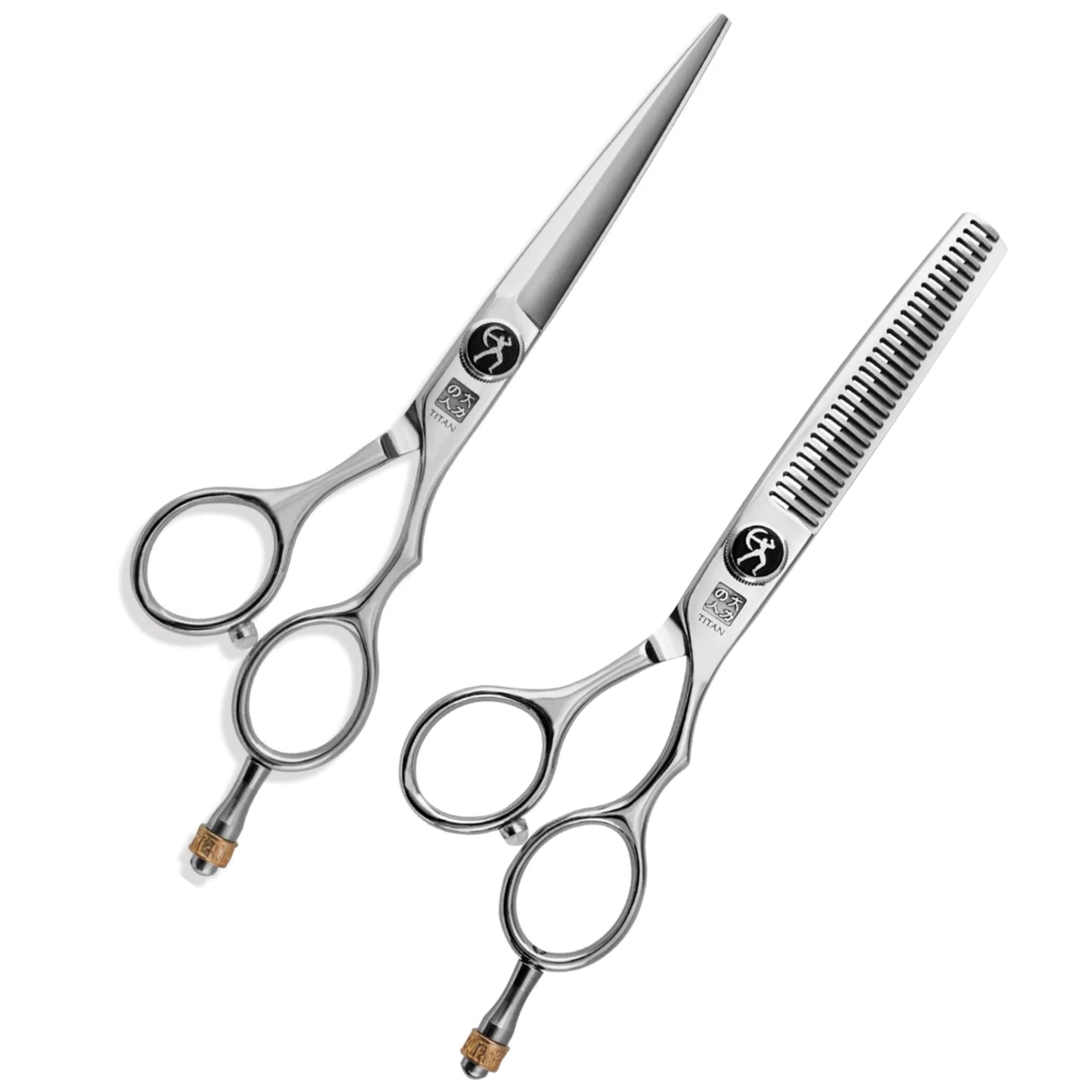 Titan Scissors Set | Hair Cutting Scissors | Thinning | Japanese Style Scissors | Straight | Proffesional Barbering Scissors | Sharp Edge | Hand Made Steel 6" in