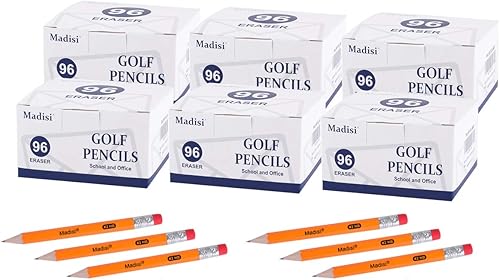 Madisi Lápices de golf con borrador, 2 medios lápices HB, mini lápices de 3.5 pulgadas, preafilados, 6 cajas, 576 unidades disponible en Yaxa El Salvador