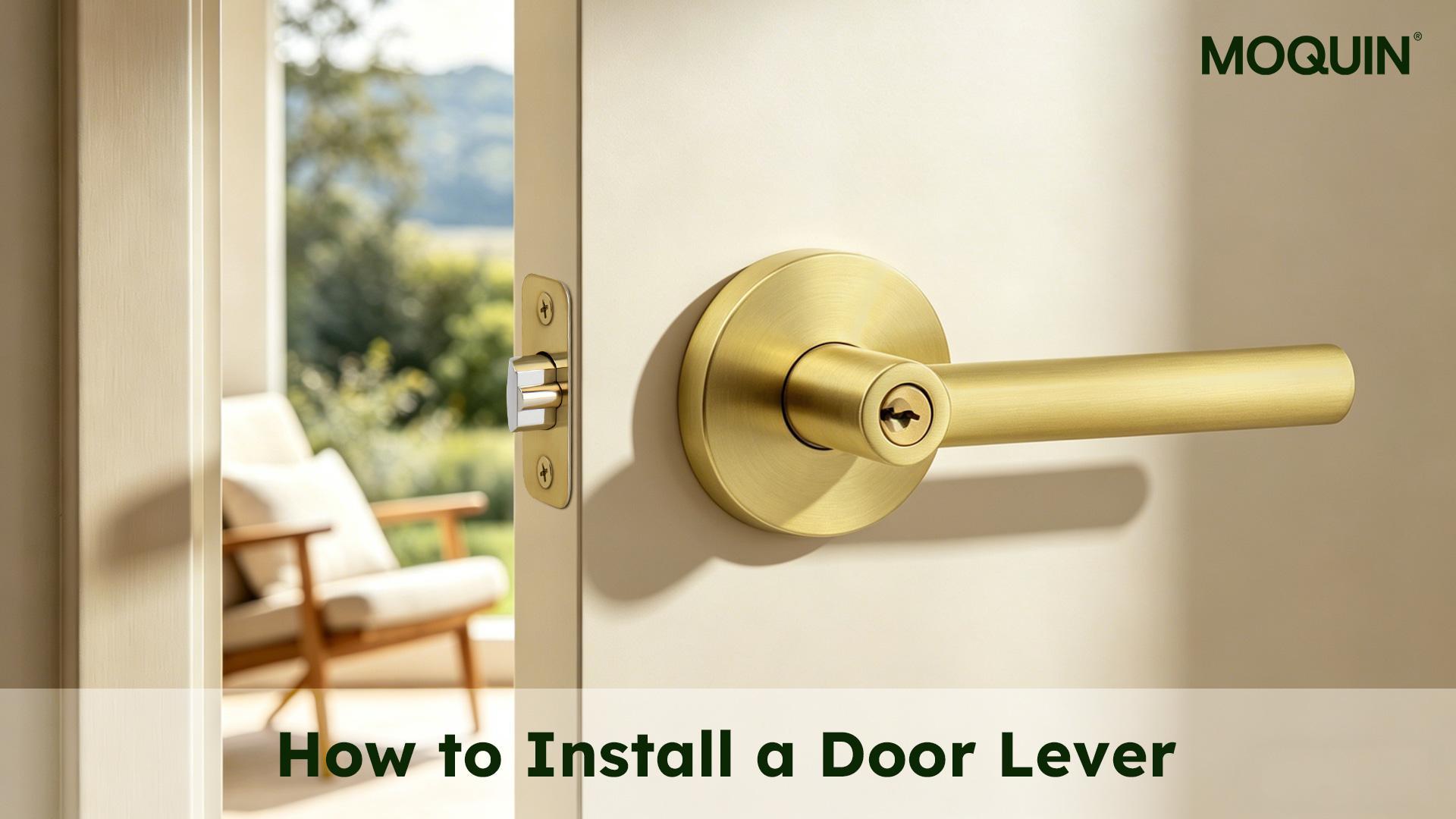 Moquin Privacy Gold Door Handle with Lock, Heavy Duty Keyless