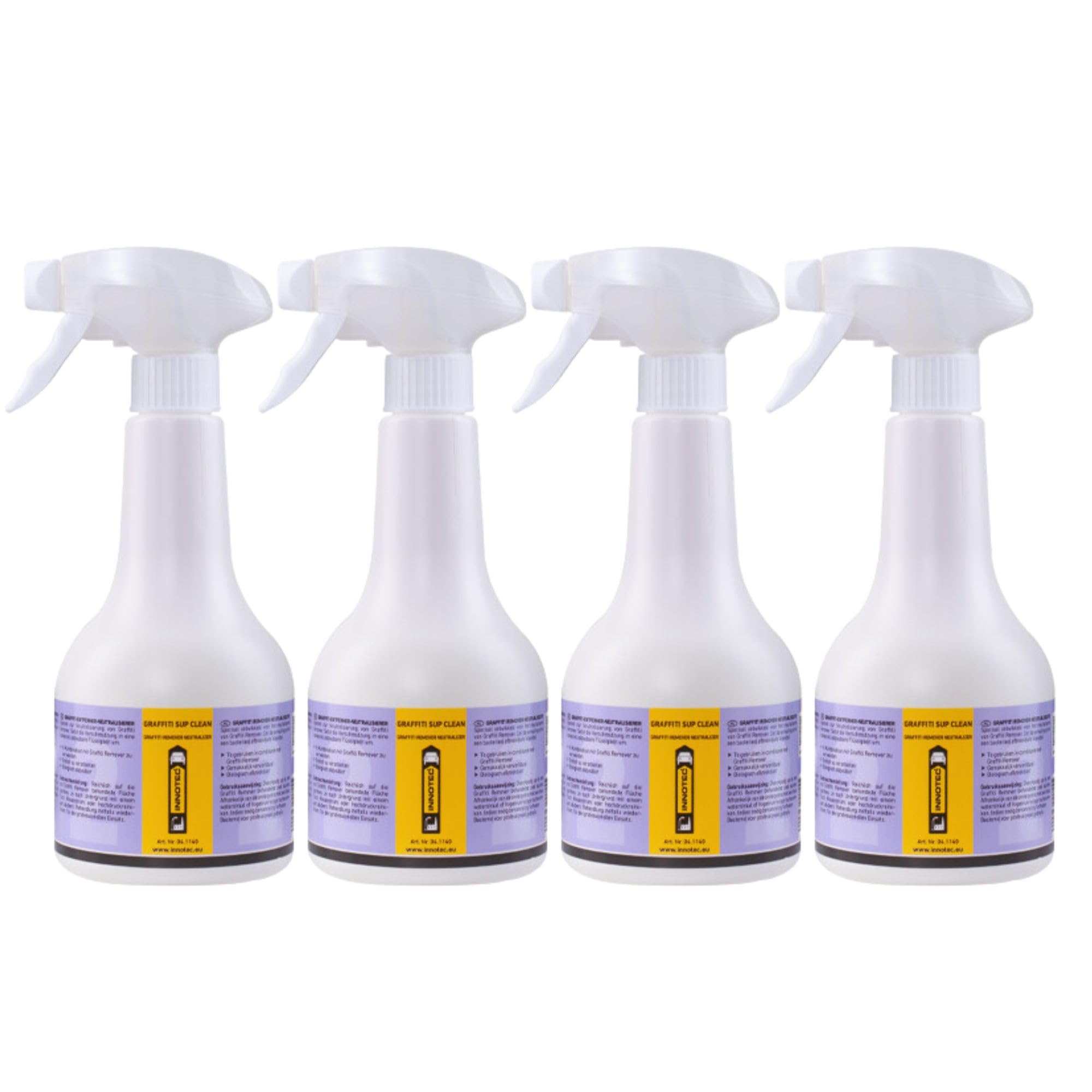 4 Stück INNOTEC Graffiti Sup Clean 500 ml – Spezialreiniger zur Nachbehandlung nach der Graffiti-Entfernung – entfernt Farb-& Reinigungsrückstände – ideal für Metall, Beton, Kunststoff & Außenflächen