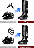 Vista 5 de Botas de lluvia largas para hombre, botas de pesca impermeables y cómodas, botas de cubierta de PVC antideslizantes, botas duraderas y transpirables