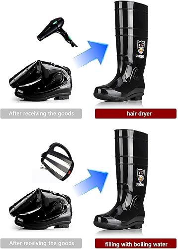 Miniatura 5 de Botas de lluvia largas para hombre, botas de pesca impermeables y cómodas, botas de cubierta de PVC antideslizantes, botas duraderas y transpirables