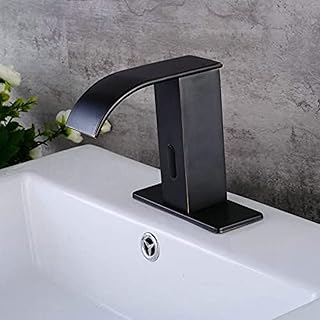 Automatic Sensor Touchless Bathroom Sink Faucet Waterfall Mixer Tap Sensor Taps for Wash Basin Black Retro Waterfall Basin Taps Hot and Cold Taps