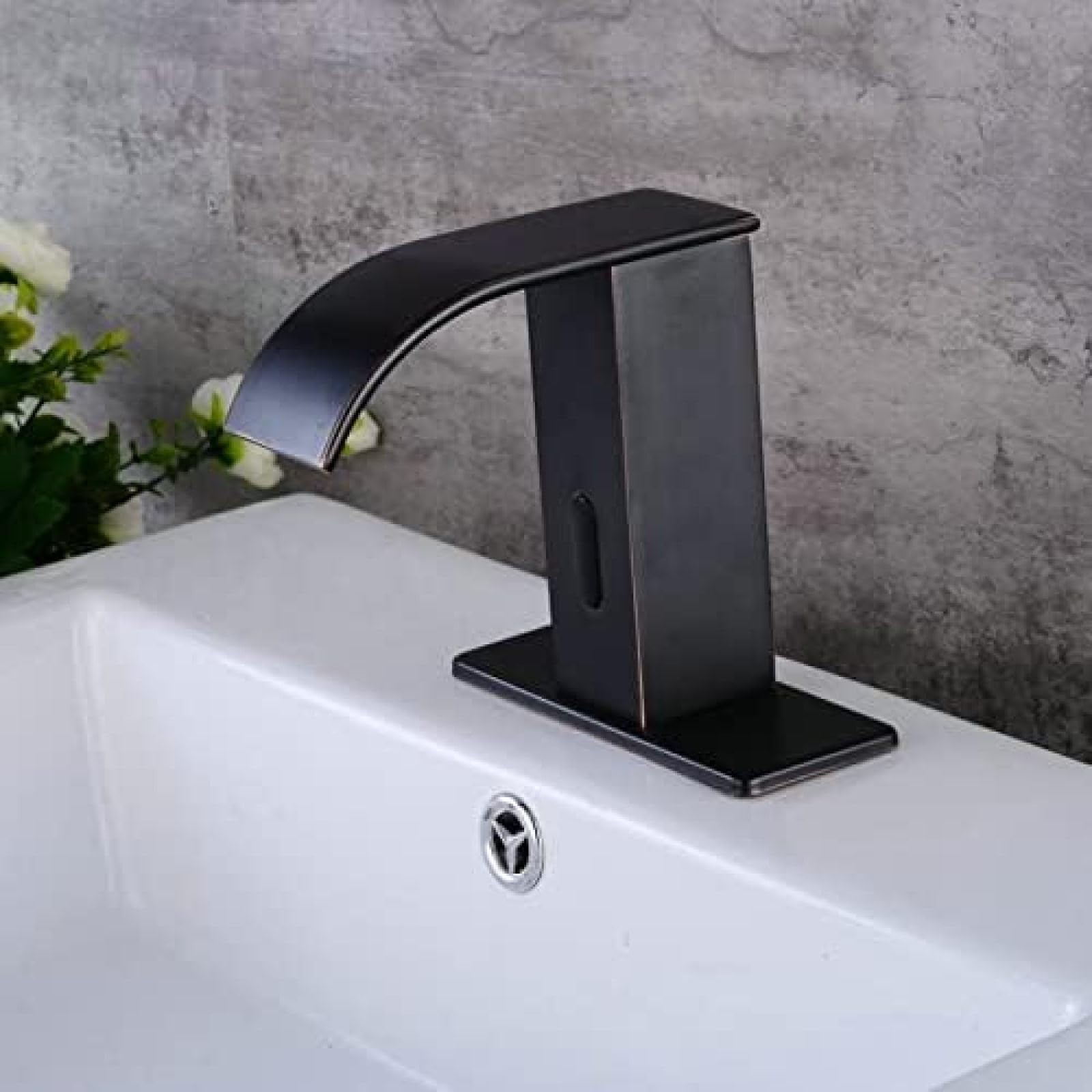 Mitigeur cascade automatique noir mat de qualité supérieure pour vasque