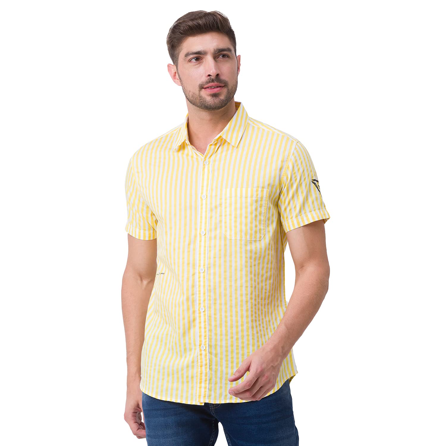 Spykar Butter_Yellow Mens Shirts