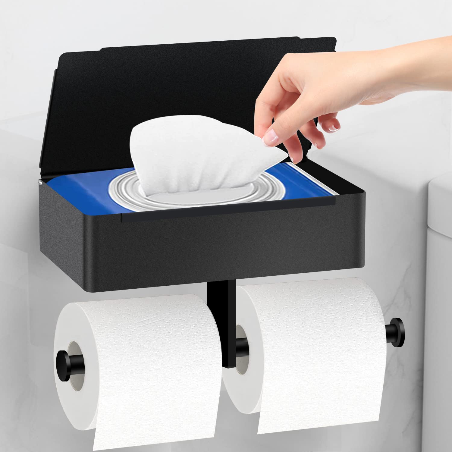 Buy Double Toilet Paper Roll Holders with Storage Shelf, Flushable