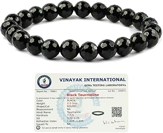 Reiki Crystal Products Certified Black Tourmaline Bracelet Natural Crystal Stone Fateted Beads 8 mm Bracelet for Reiki Hea...