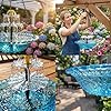 2026 Solar Cascade Hanging Bird Bath Fountain Solar Powered Birdbath Water Fountain Pumps Dispenser Outdoors Decor Hummingbird Bath Shower Bowl Kit Garden Gift Yard Patio Backyard Decoration (Blue) #1