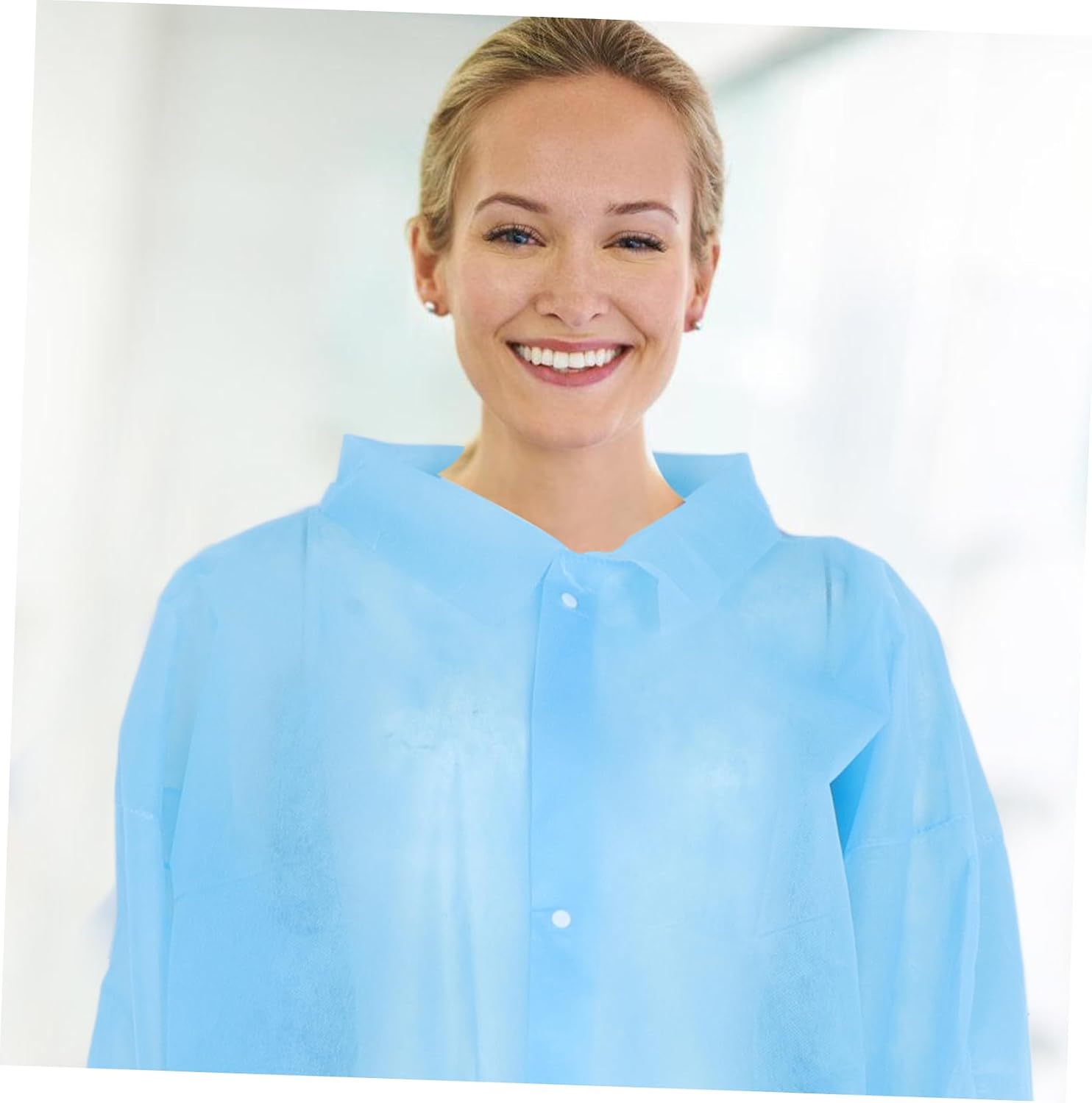 10pcs Non-woven Disposable Lab Coats with Buttons Lightweight Protective Suits for Adults Comfortable Fit for Various Body Types for Workplace and Laboratory Use