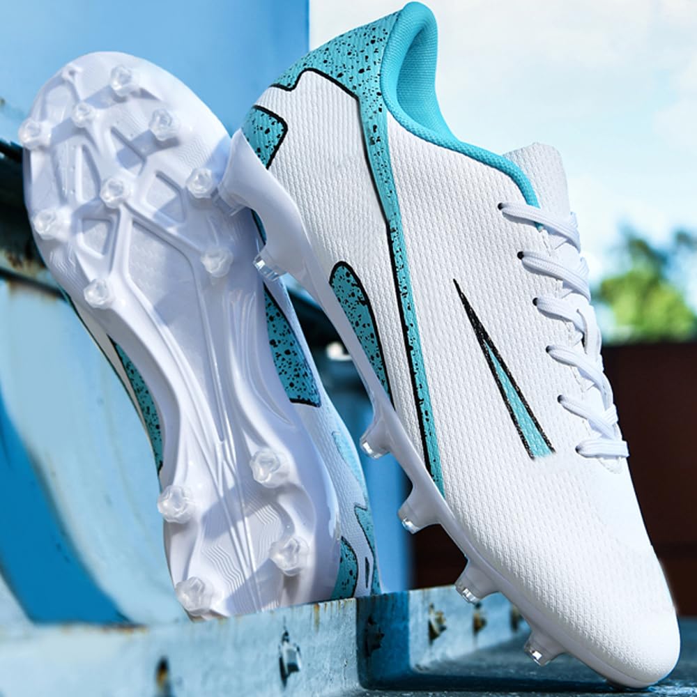 Zapatillas de Fútbol Mujer Spike Aire Libre Atletismo Entrenamiento Botas Profesionales Calzado de Fútbol Tacos de fútbol Deportivas Unisex Blanco 45 EU