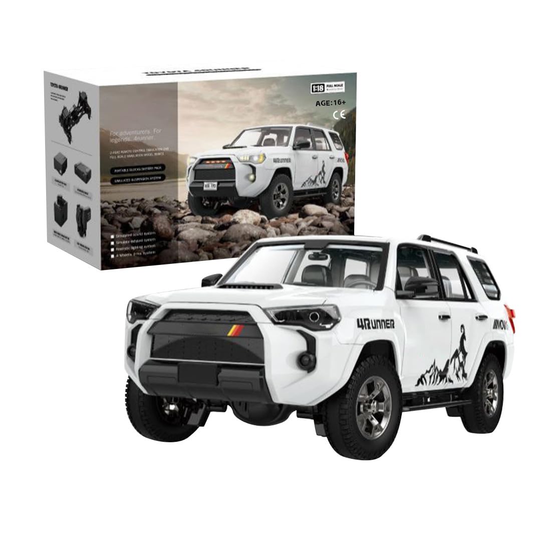 RC Drift Car, HG-52 skala 1/18 2,4 GHz 4WD elektryczny szczotkowany samochód terenowy RC, wspinaczka, idealny prezent urodzinowy dla nastolatków i dorosłych (standardowa wersja RTR/biały)