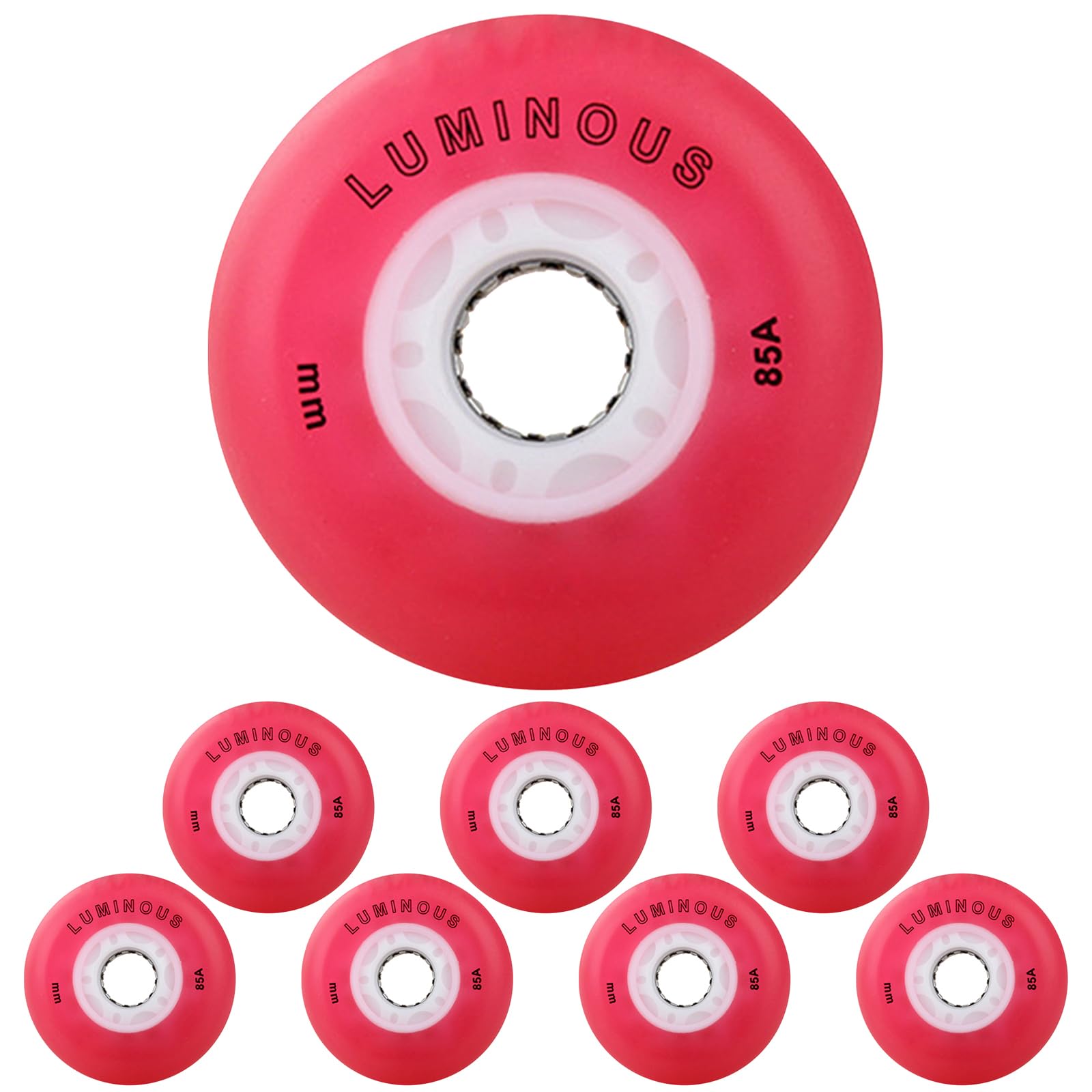 Paquete de 8 Ruedas Luminosas LED de 85 A Que Brillan en la Oscuridad para Patines en línea, para Interiores y Exteriores, de 72 mm, 76 mm y 80 mm.