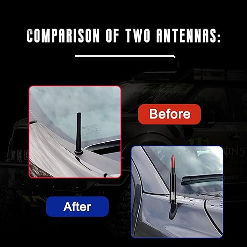 Miniatura 6 de Antena de coche con la bandera estadounidense con tapas de vástago de válvula, mástil de antena universal para GM Chevy Silverado 1500 2500 3500 HD