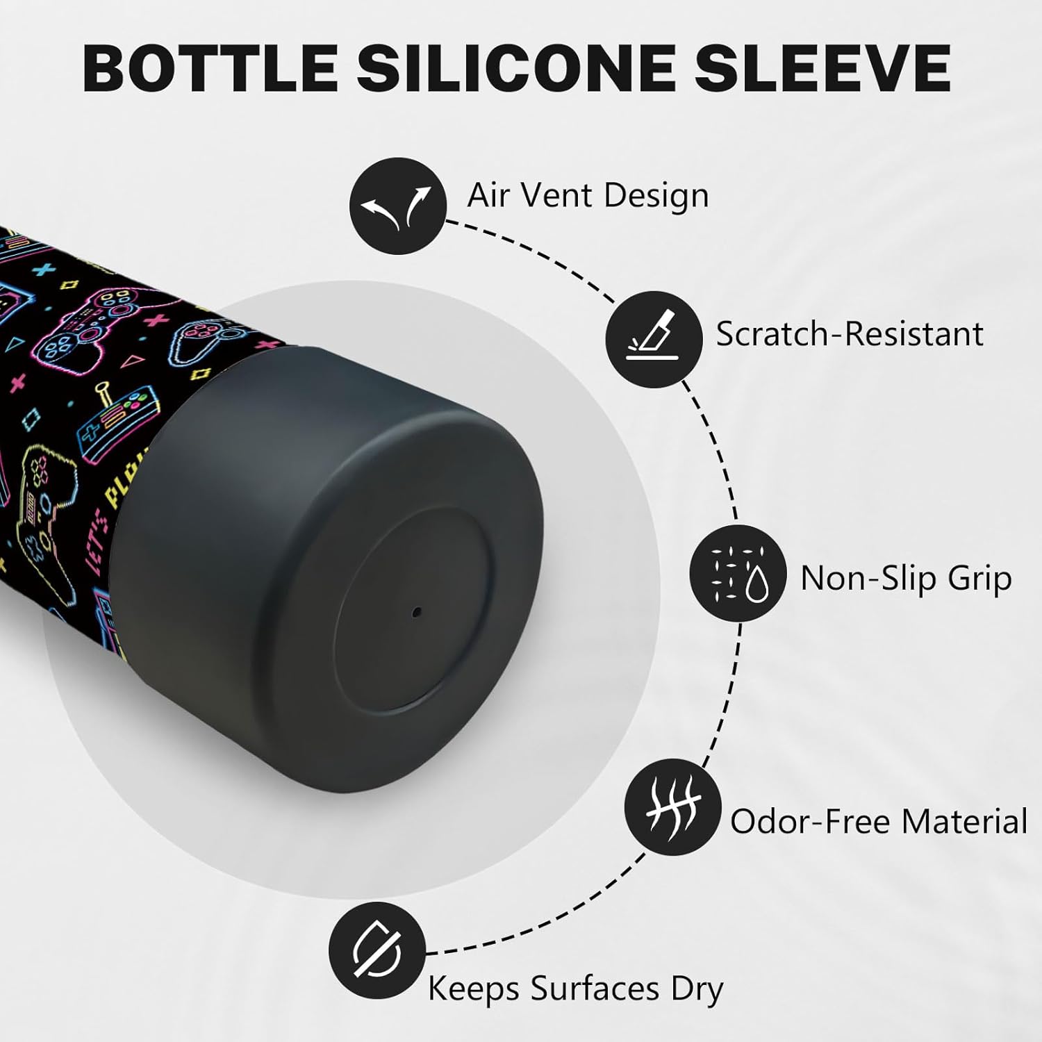 Game Water Bottle for Son, Stainless Steel Insulated Tumbler for Home with 2 Lids & Handle, Antislip Silicone Boot, 18oz Reusable Leak-Proof Bottle for Sports, 1 PCS - Image 7