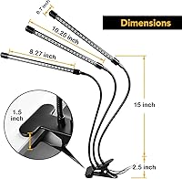 Vista 2 de iPower Luces LED de Crecimiento con Lámpara de Espectro Completo para Plantas de Interior, Función de Temporización de 3 Modos, 3 Tubos, Rojo y Azul