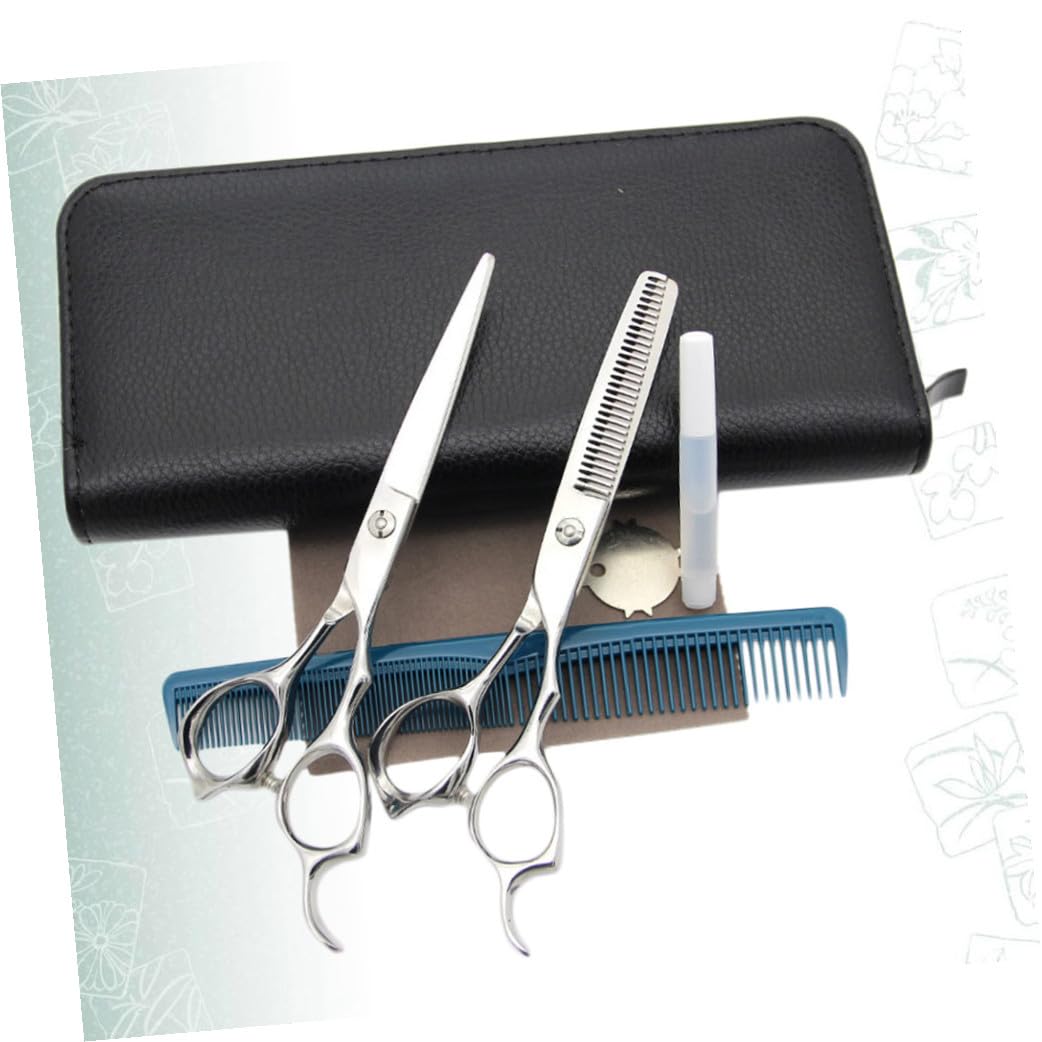 Housoutil Tijeras de Peluquería de Acero Inoxidable, Corte Recto y Vaciado, para Uso Diario en Casa o Salón,