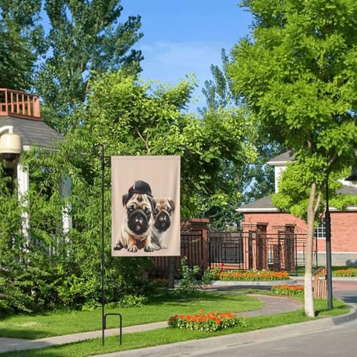 Drapeau de jardin imprimé carlin grand format polyester résistant intempéries pour décoration extérieure - 7