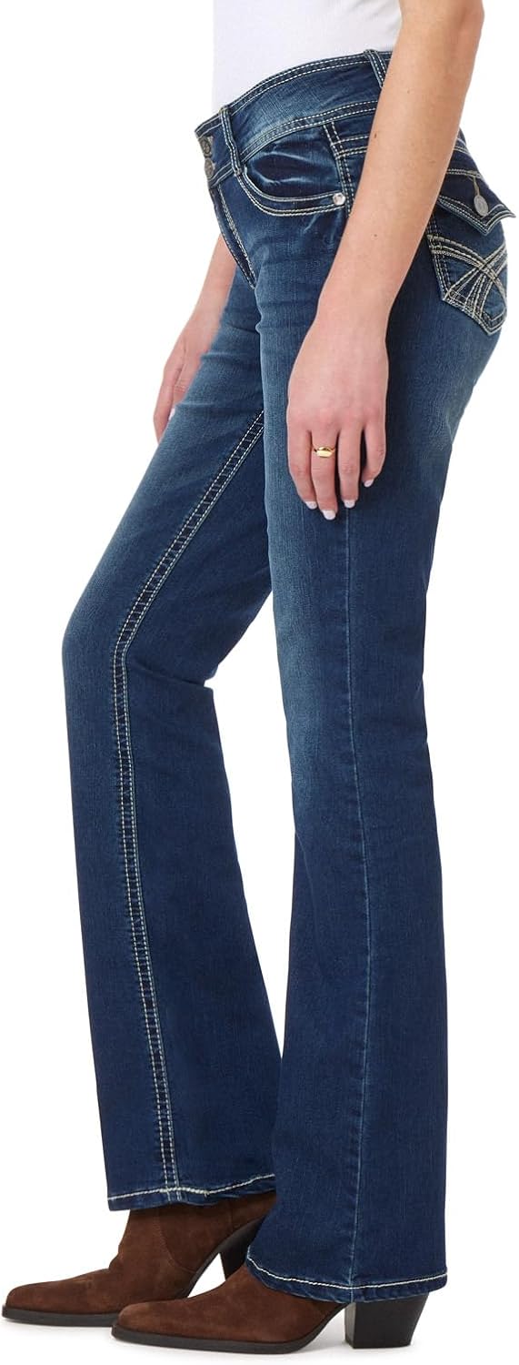 WallFlower Luscious Curvy Bootcut Jeans for Women, Mid-Rise Insta Stretch Denim, Size-Inclusive Juniors Jeans, Sizes 0 to 24