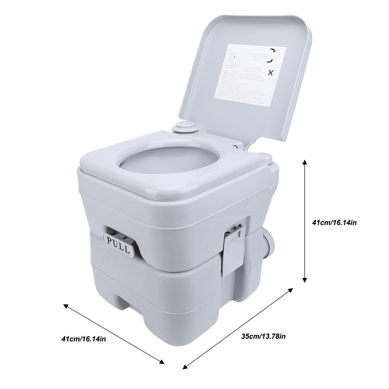 Inodoro Portátil RV 20L Gris con Alta Capacidad de Carga para Acampar y Viajes Marinos Fácil Descarga (Doble salida)