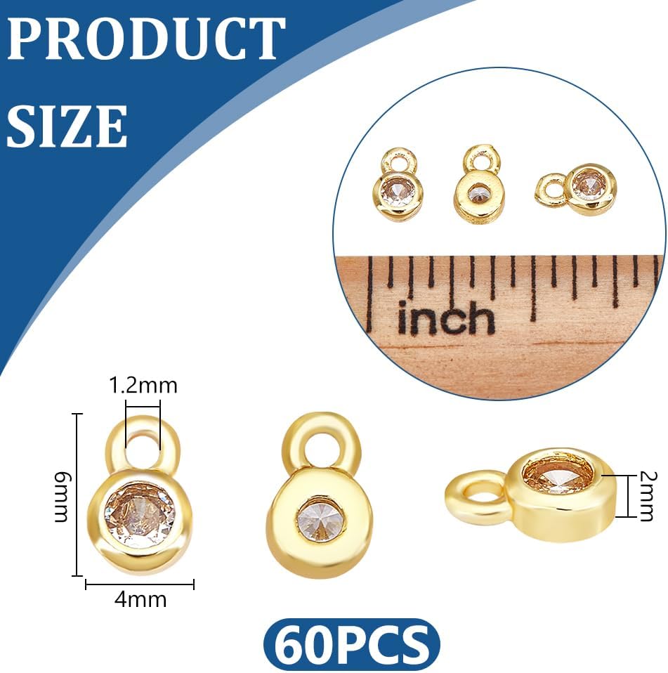 UNICRAFTALE Crystal Rhinestone Charms Round Cubic Zirconia Charms Birthstone Charm Metal Pendants with Loops Dangle Earring Making Charm for Jewelry Making Accessories - Image 4