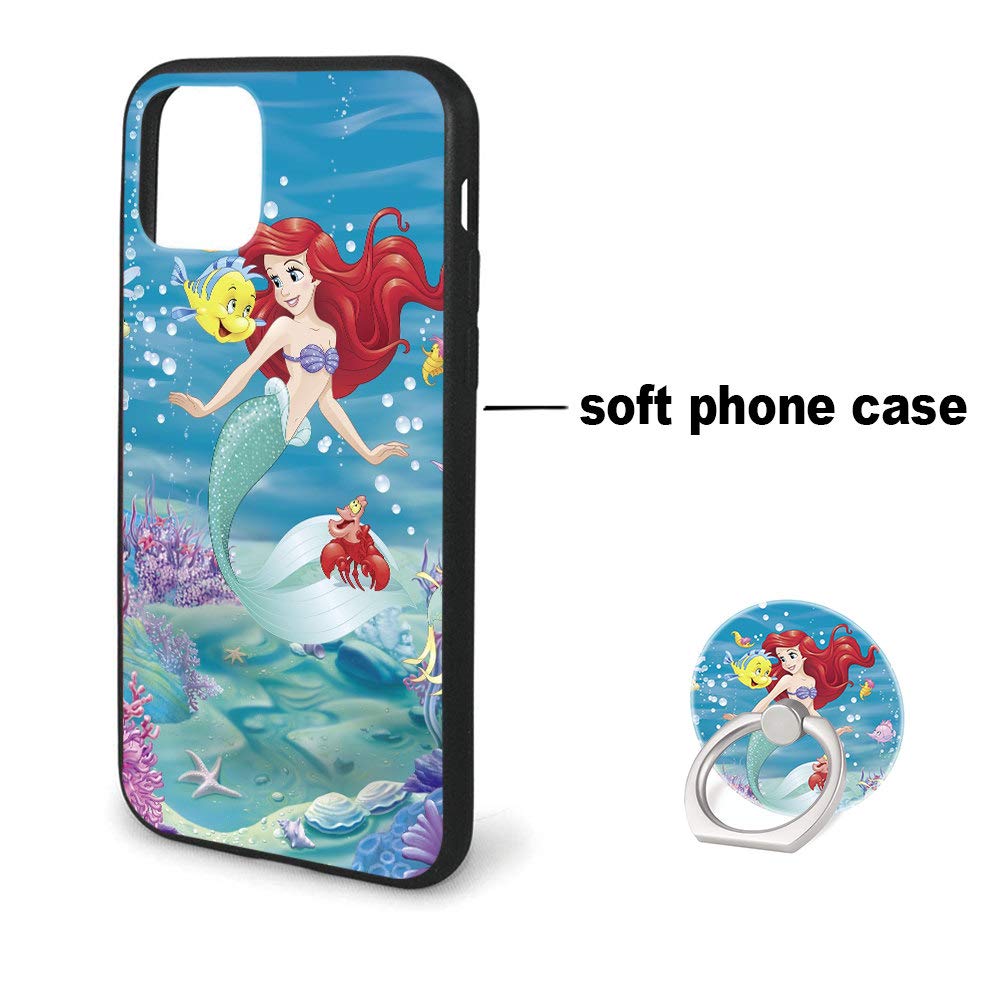 Amazon Com Disney Phone Case For Iphone 11 With Ring Holder Kickstand Soft Tpu Rubber Silicone Protective Cover For Iphone 11 6 1 Inch Little Mermaid Ariel Cell Phones Accessories