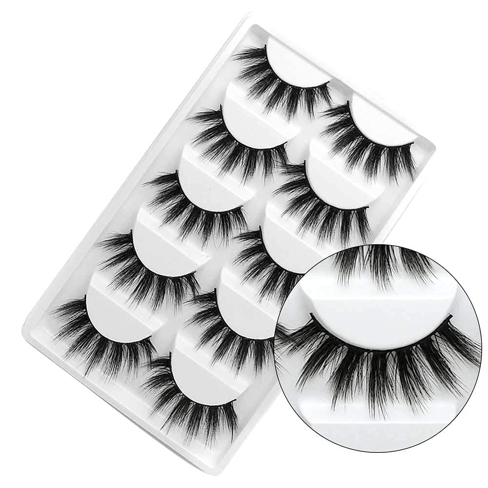 ORiTi False Eyelashes 3D Faux Mink Eyelashes Handmade Luxurious Volume Fluffy Natural False Eyelashes Fluffy Long Soft Reusable Eyes Lashes Dramatic Eyelashes 5 Pairs
