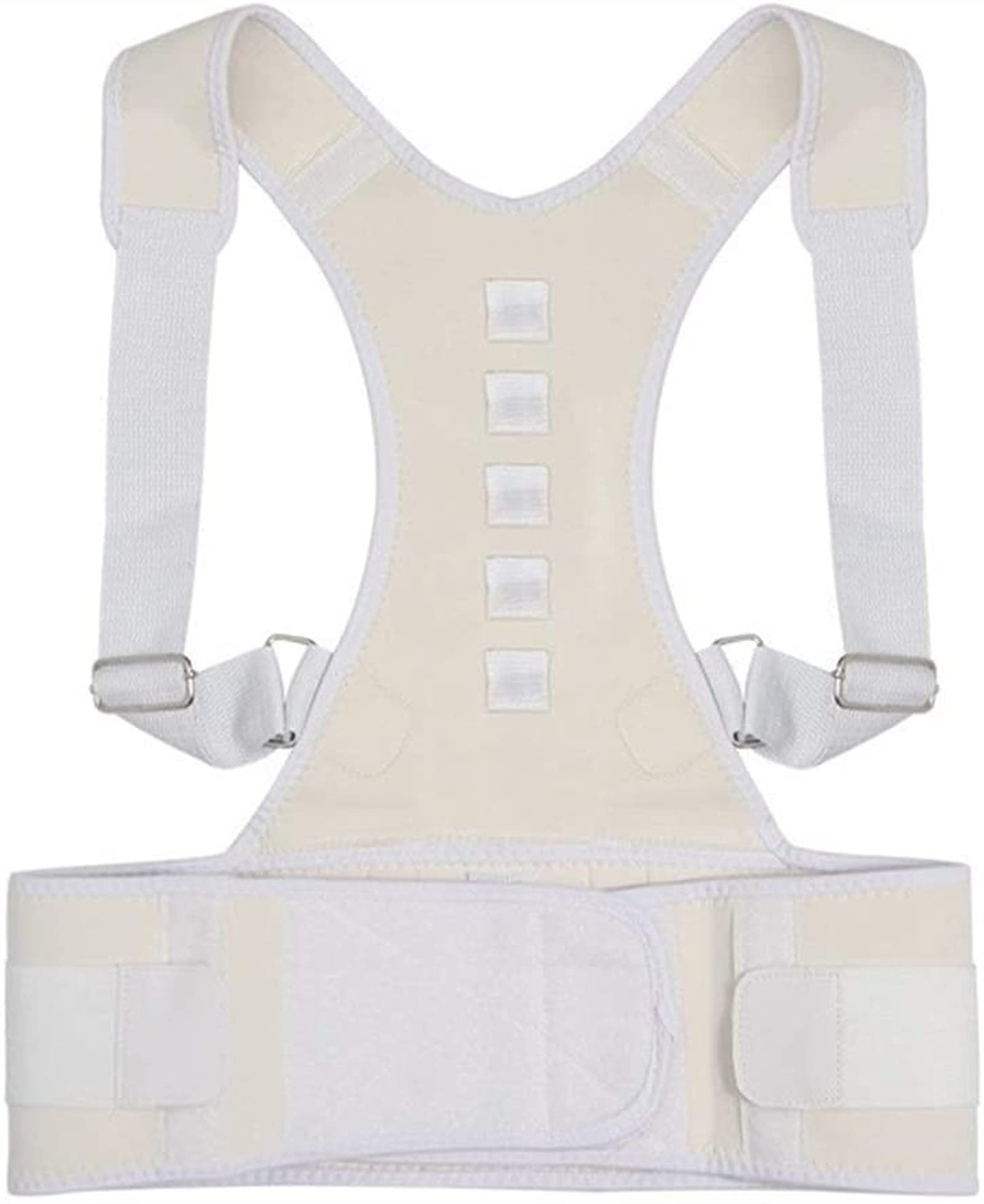 Corrector de Espalda magnético para Hombres y Mujeres Adolescentes, Correas de Soporte Ajustables, cinturón de protección térmica, Faja Lumbar con Terapia magnética, Negro-X