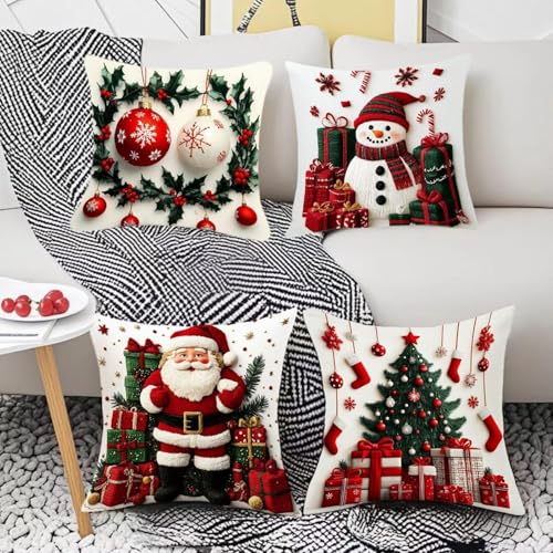 Fundas navideñas 45x45 para renovar cojines desgastados del sofá sin cambiar los rellenos 3