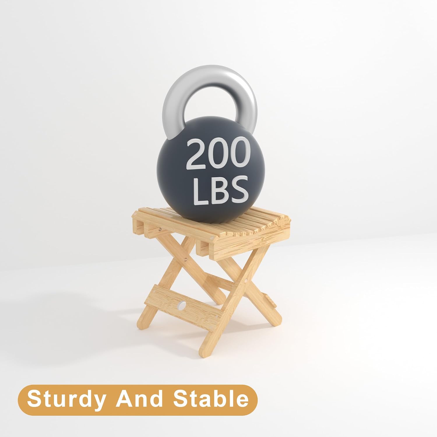ECROCY Bamboo Folding Step Stool for Shower, Leg Shaving & Foot Rest - Fully Assembled - 12" Height