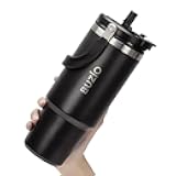 BUZIO 40 oz Tumbler with Handle, Insulated Tumbler with 2-in-1 Lid and Straw, Stainless Steel Vacuum Insulated Iced Coffee Tumbler Cup, Spill-Proof Travel Mug Thermal Cup for Hot and Cold Drinks