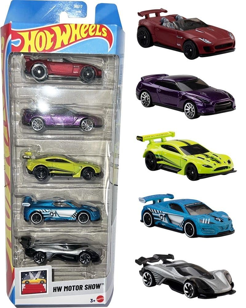 Hot Wheels Car 2026 Motor Show Pack of 5 (15 Jaguar F-Type Project 7, 2009 Nissan GT-R, Aston Martin Vantage GT3, Celero GT, Renault Sport R.S. 01) Multi - Color-image-20