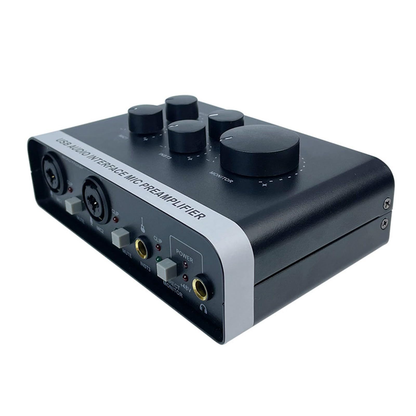 KIMISS Interfaz USB de Potencia de 48V para Podcasting de Grabación de PC y Transmisión de 2 en 2 Out Preamplificador de Mezclador de Sonido Profesional