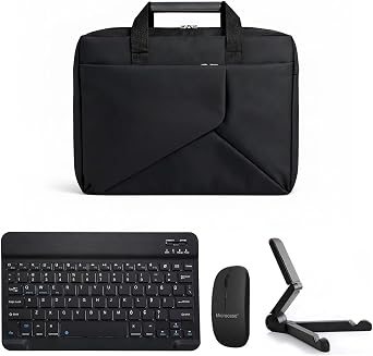 Microcase Xiaomi Mi Pad 7 Macbook Laptop Çantası 2 Bölmeli + Bluetooth Klavye+Mouse+Tablet Standı Siyah AL5568