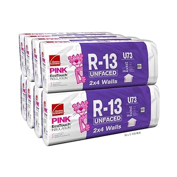 Owens Corning R-13 Unfaced 23 by 93 Fiberglass Batt Insulation Fits 2x4 Walls a Total of 10 Bags and Square Footage of 1782.5 FT