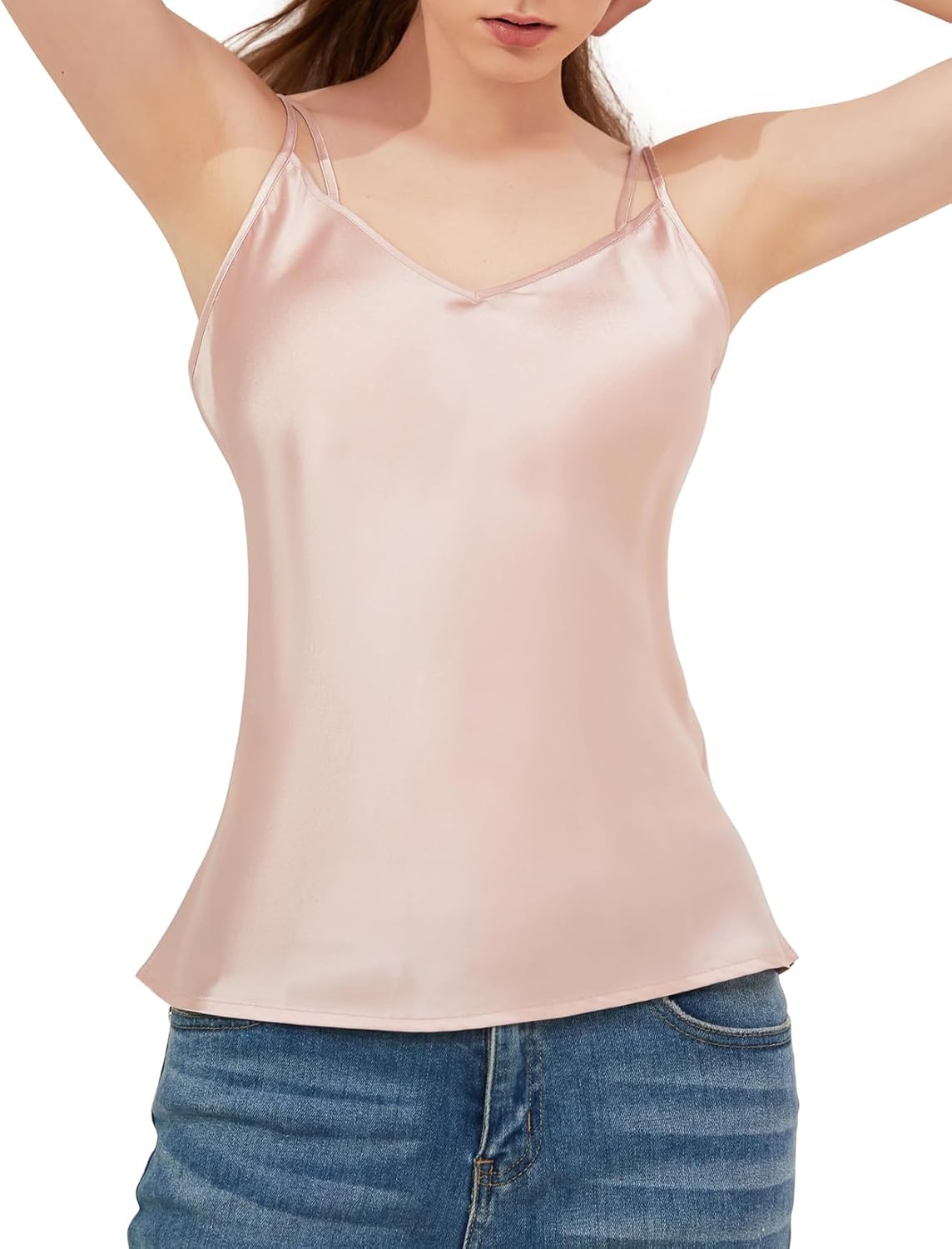 THXSILK 100% Mulberry Silk Cami Tank Top for Women, Luxury Silk Sleepwear & Loungewear, Versatile Camisole Top