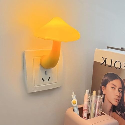 Miniatura 5 de Luz nocturna de ahorro de energía con forma de hongo para dormitorio de adultos y niños, baño, inodoro, escalera, cocina, pasillo, blanco cálido