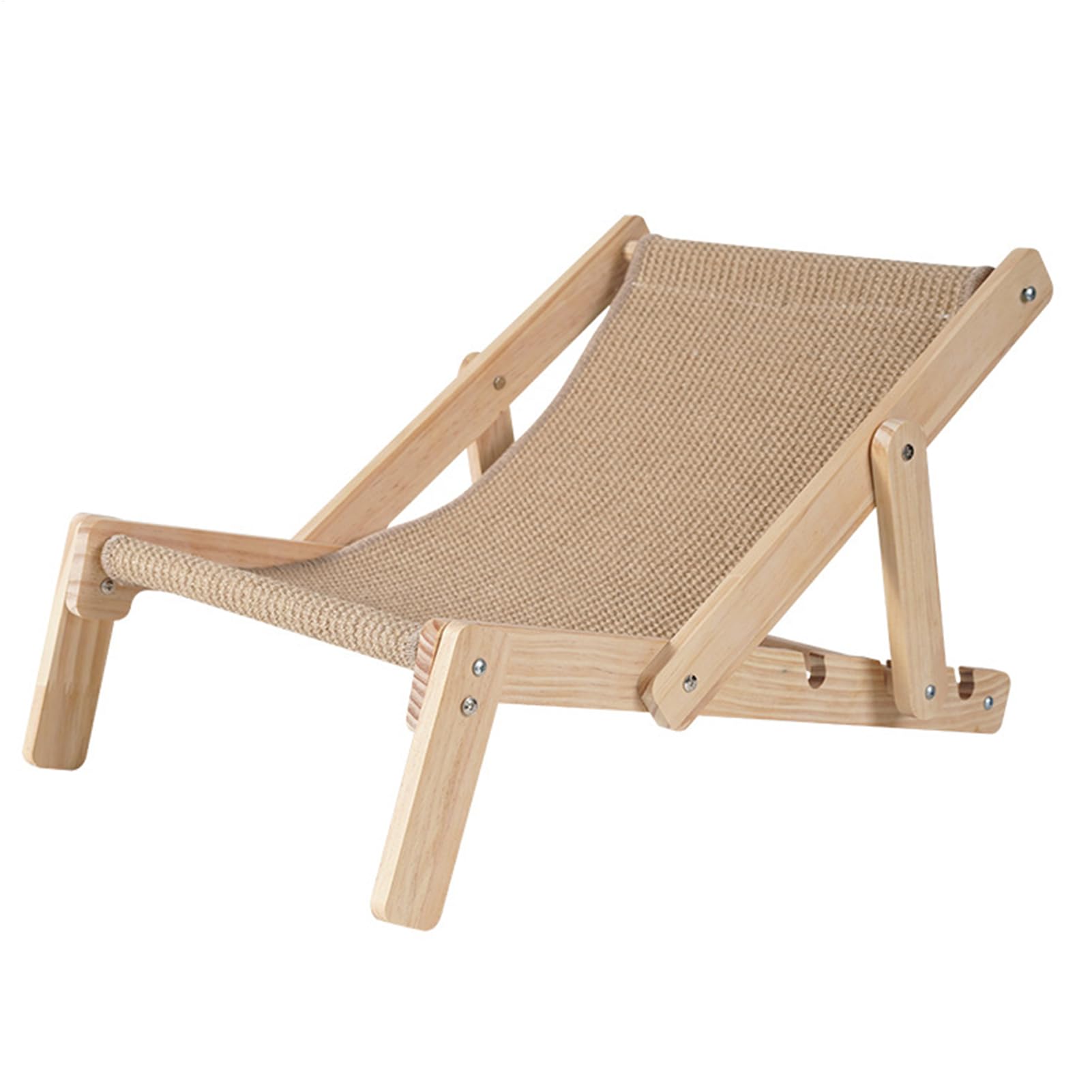 Cat Sisal Lounge Chair, Wooden Pet Sisal Scratcher, Lounging Raised Pet Chair, Foldable Indoor Kitty Scratching Condo, Adjustable Cat Scratching Bed, Solid Wood Pets Furniture for Balcony