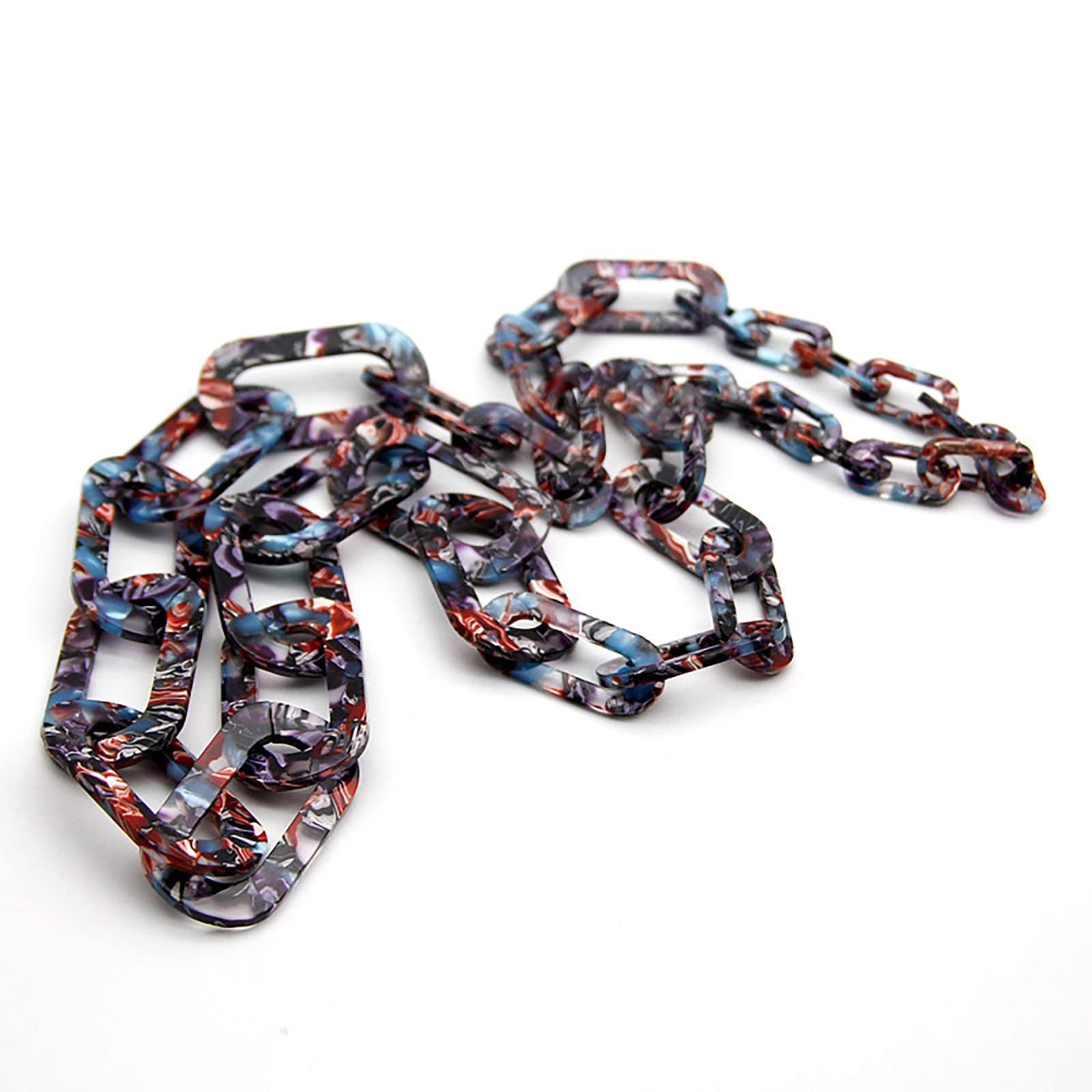 Collana lunga colorata a catena cubana in acrilico, da donna, versatile, alla moda, esagerata, alla moda, gioiello per ragazze bohémien