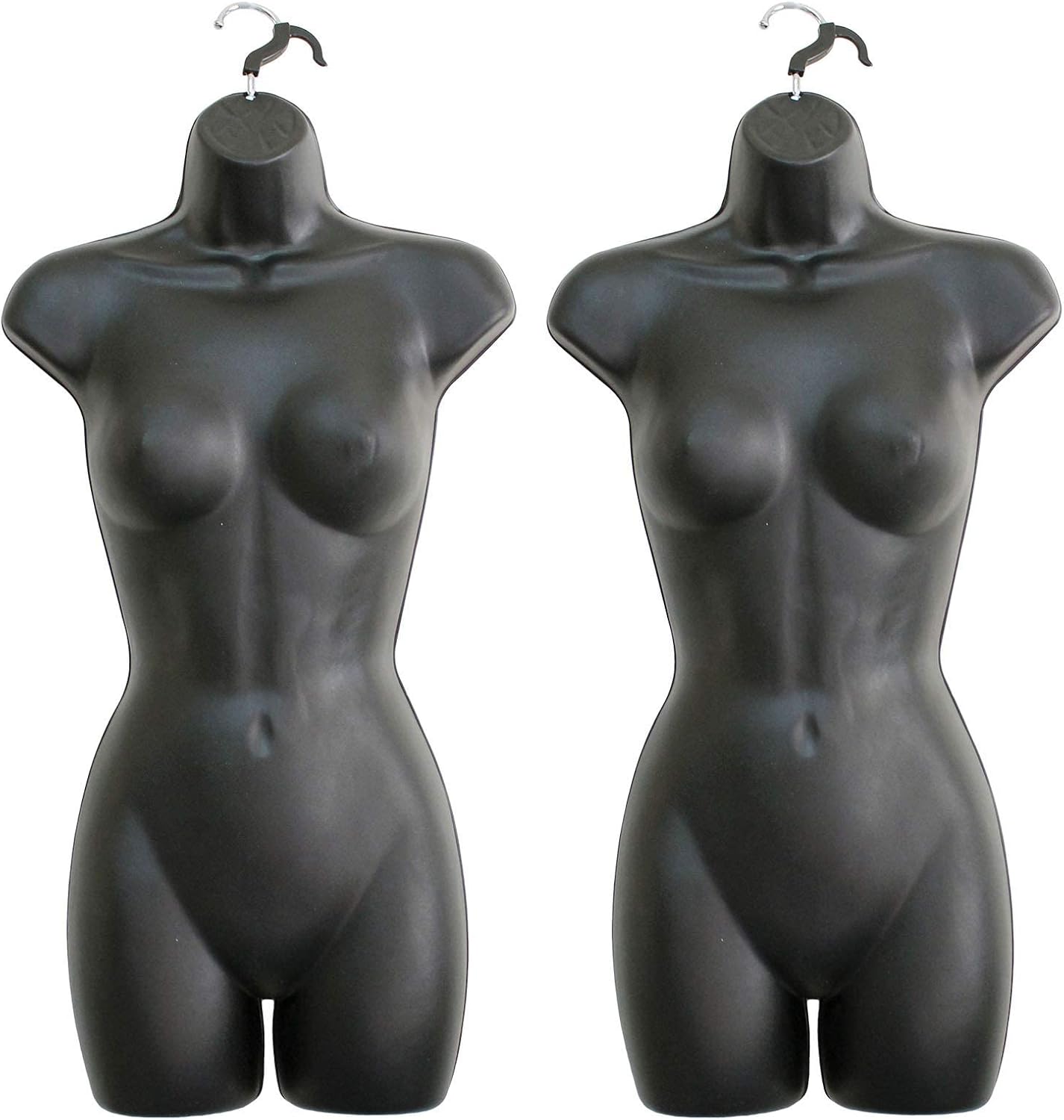 Female Mannequin Hip Long Torso Hollow Back Body Stackable Dress Form with Hanging Hook for Tshirt Display, Countertop, Craft Show, Photos and Design, S-M Clothing Size (Black, Set of 2) image 5