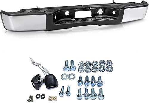 SOCKIR Parachoques trasero cromado compatible con Chevy Silverado GMC Sierra 1500 1999-2006 Acero con luz de matrícula GM1103122 12496085 Solo cama