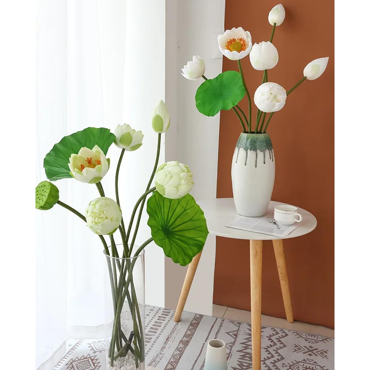 Amazon｜Queenbox 78.7 cm 人工シルク 蓮の花の茎、リアルなフェイク
