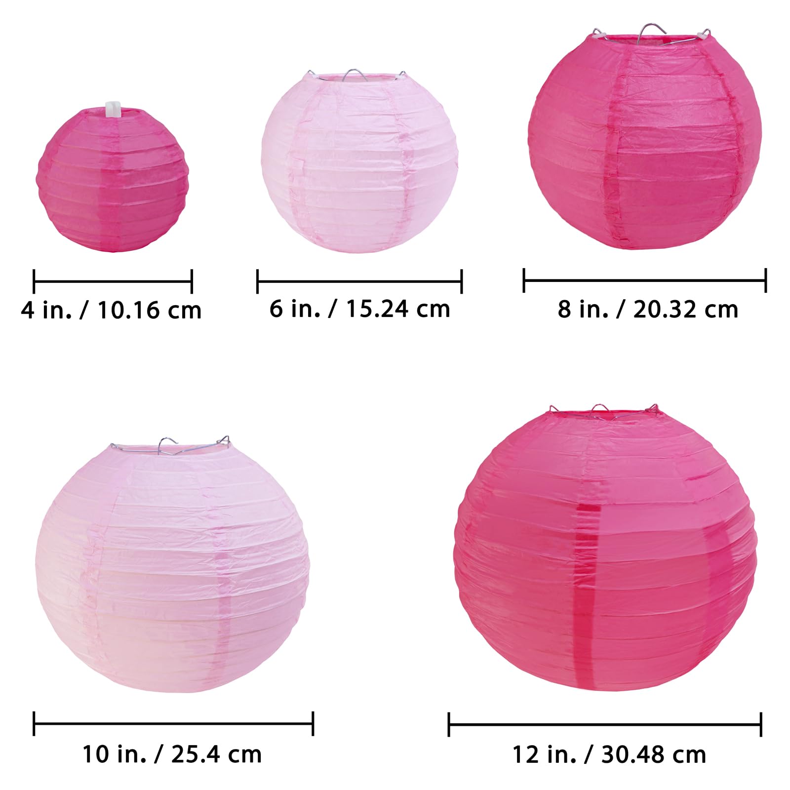 Winlyn 20 Pack Pink Paper Lanterns Party Decorations Hanging Round Chinese Paper Lanterns 4