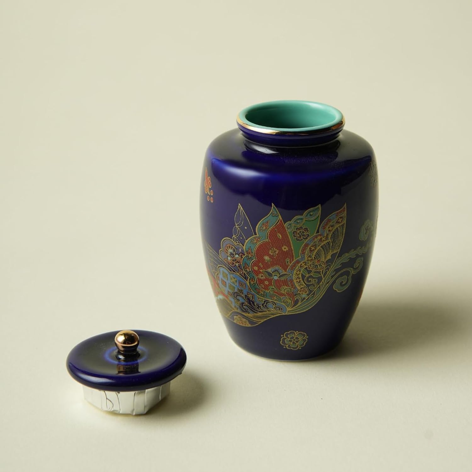 Antique-style Ceramics Tea Canister, 120ml 4.0oz, Mini Chinese Style Sealed Jar Sealed Storage Tank