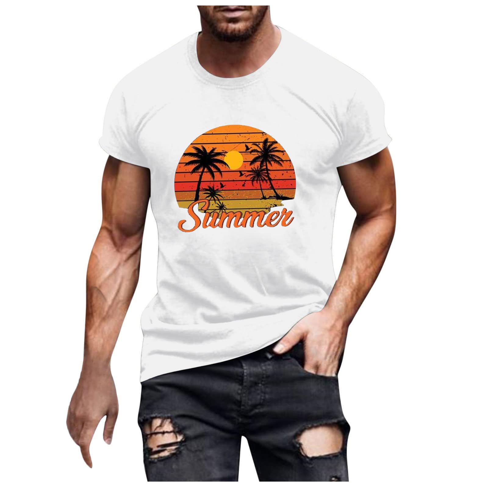 QWUVEDS Camiseta de manga corta para hombre, con cuello redondo, manga corta, algodón, camiseta para hombre, talla grande