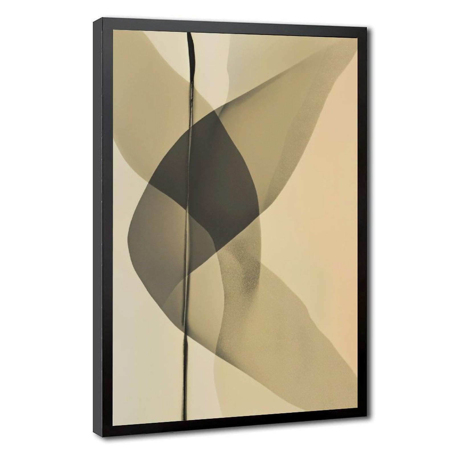 Zguols Beige for Eh Abstract And Minimalist Poster 4 Canvas Poster Bedroom Decor Sports Landscape Office Room Decor Gift Black Frame 24" L X 36" W