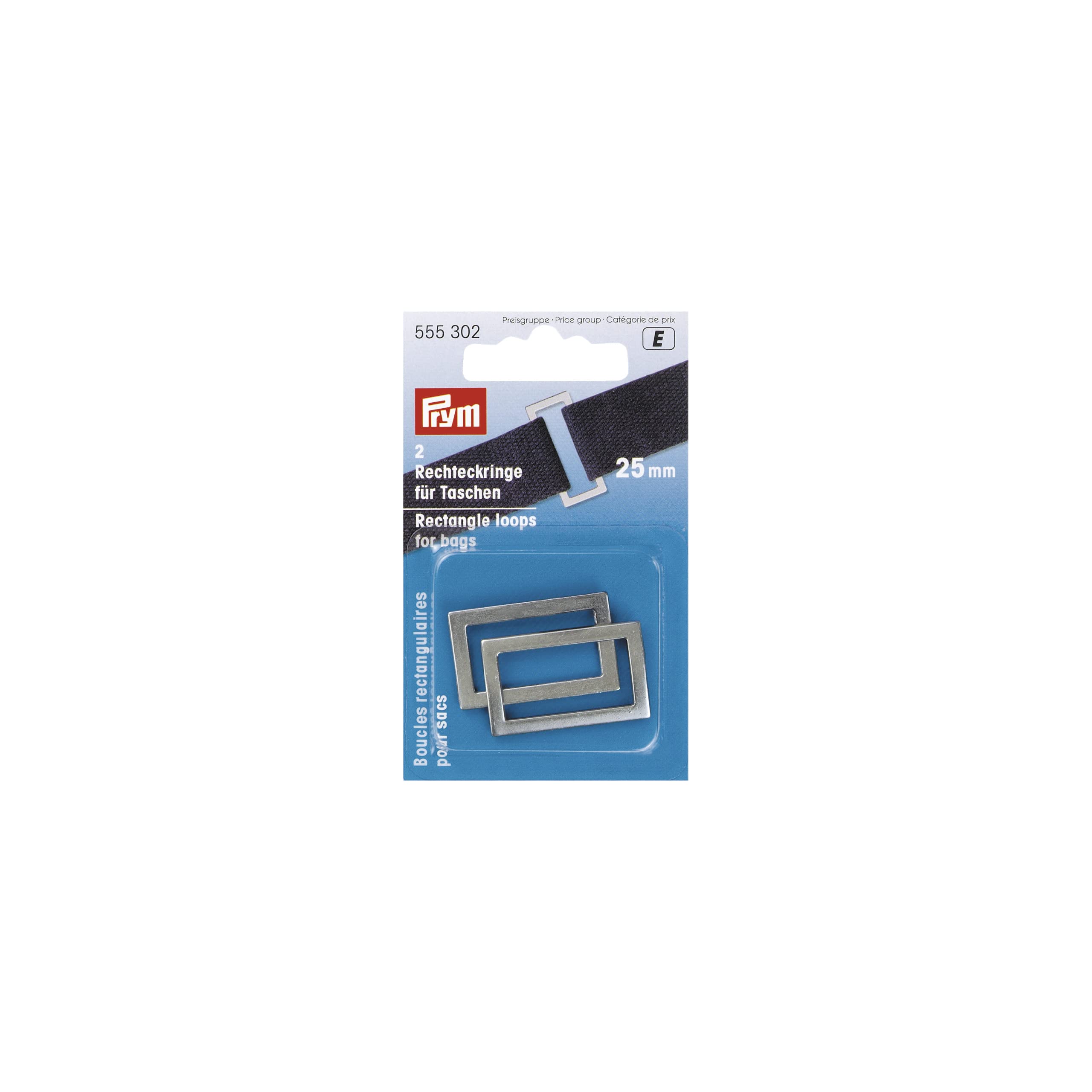 Prym Rectangle Loops for Bags and Straps, Metal, Antique Silver, 25 mm, 2-Piece