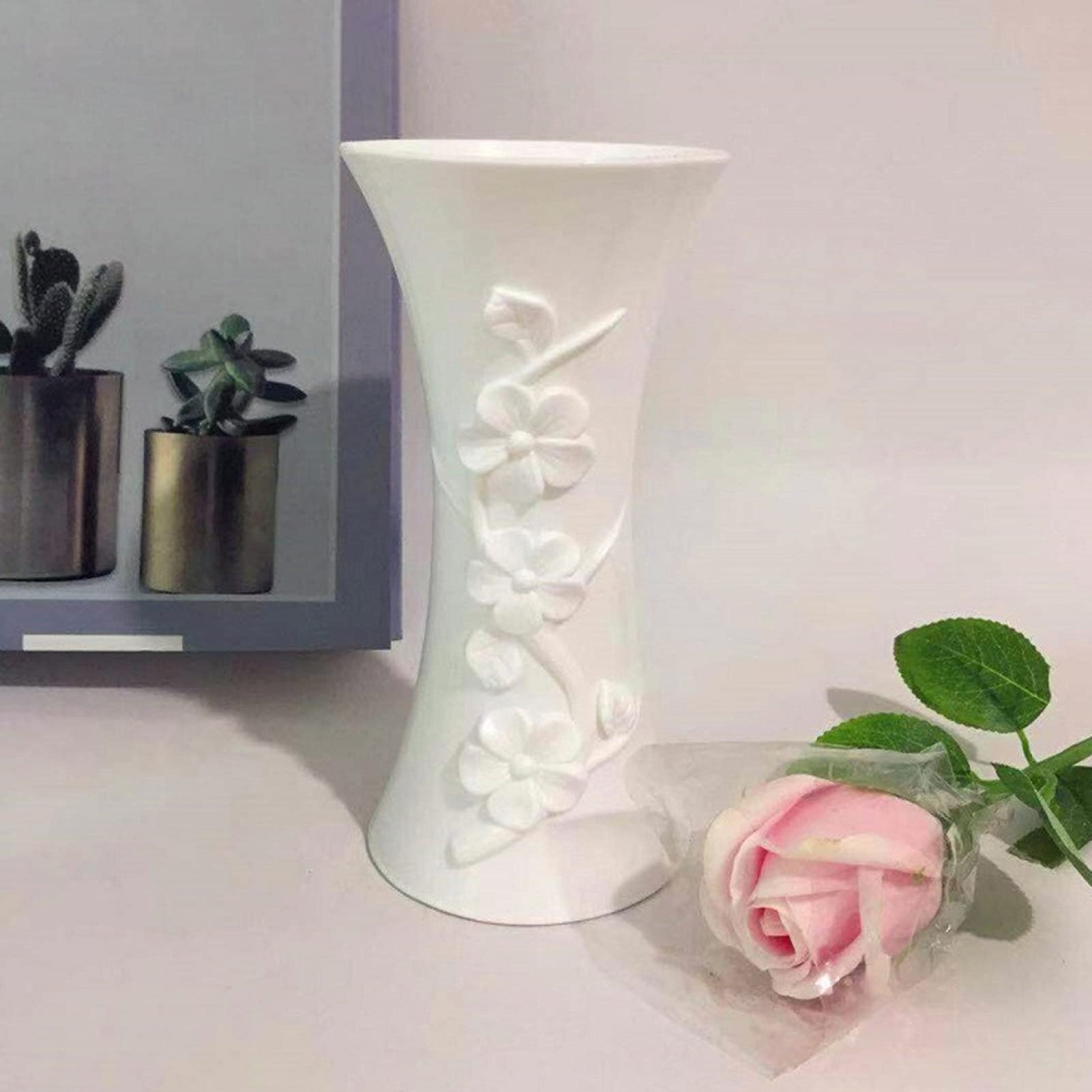 SANWOOD Vaso geometrico in ceramica, vasi per bouquet di fiori artificiali, vaso decorativo per piante moderne, vaso decorativo in plastica, vaso per composizioni floreali, vaso per la decorazione