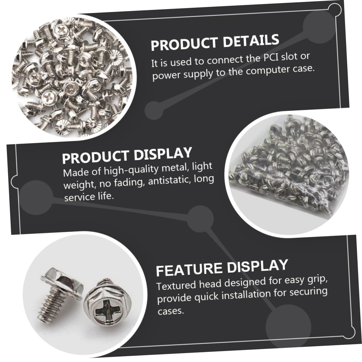 VALICLUD 100pcs Silver Pci Slot Computer Case Screws Fasteners for Power Supply and Hardware Assembly, Round Head Replacement Thumbscrews for Gaming and Desktop PC Maintenance