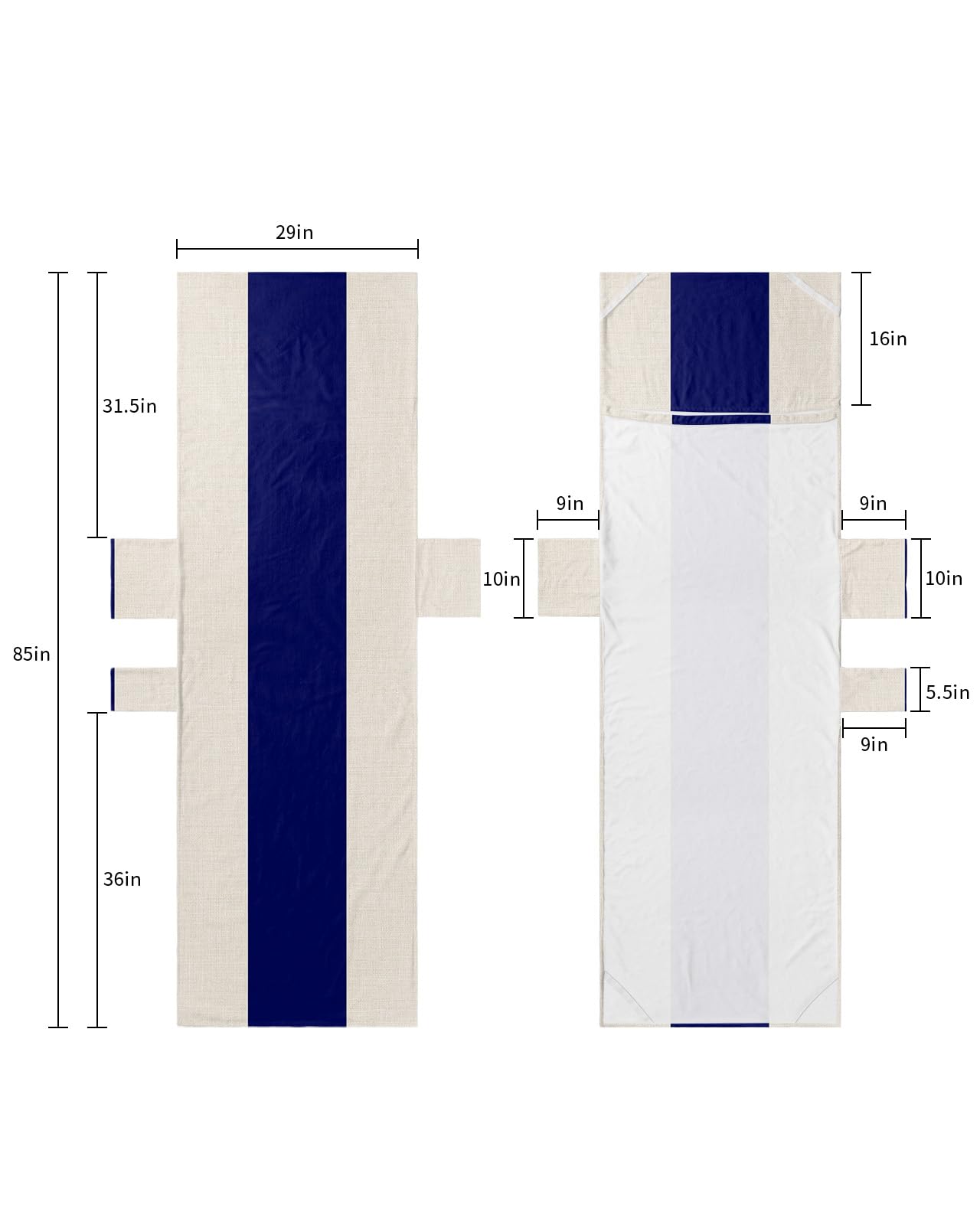 Blue Striped Beach Lounge Chair Towel Cover, Soft Chaise Lounge Towel with Side Pockets Patio Pool Chairs Cover for Beach/Pool Sunbathing 29x85 Farmhouse Blue Rustic Burlap