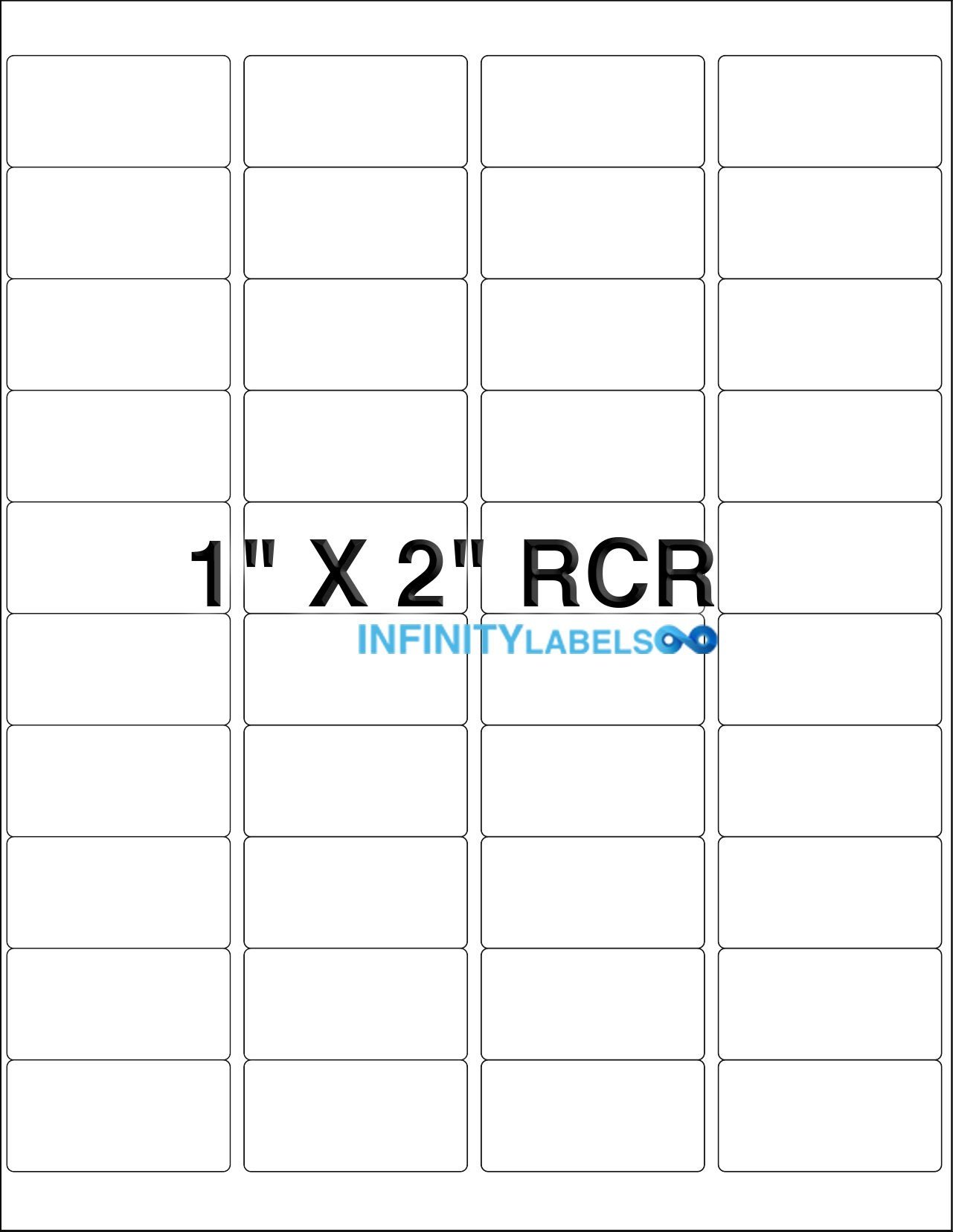 500 Laser Label Sheets, Standard White Matte Paper 1in. x 2in. Supplied 40 Labels Per Sheet.